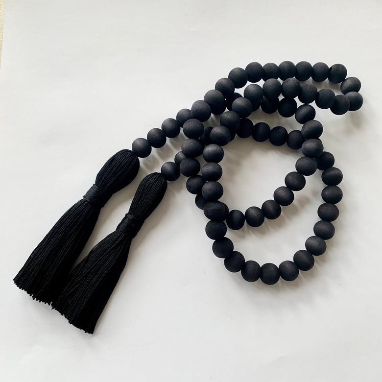 matte black wood bead garland