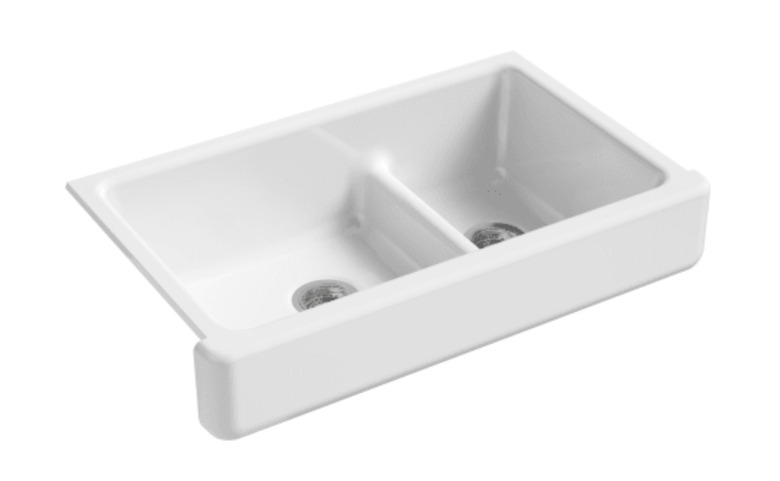 white double basin cast iron sink