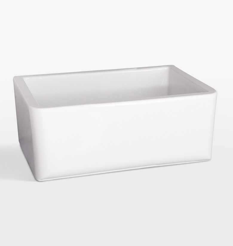 white fireclay farmhouse sink