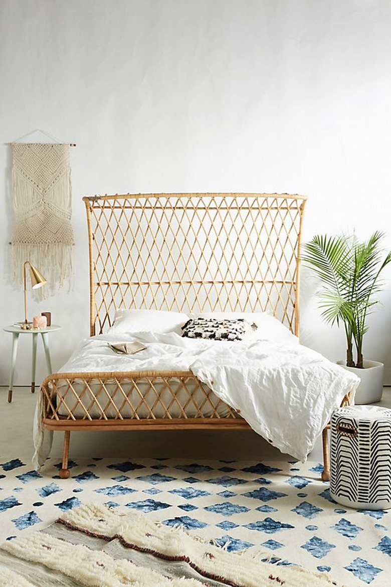 anthropologie rattan boho bed