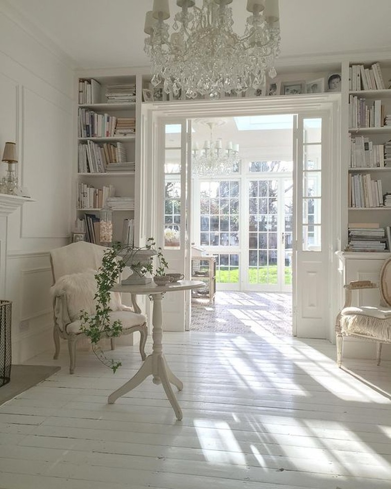 white painted wood floor