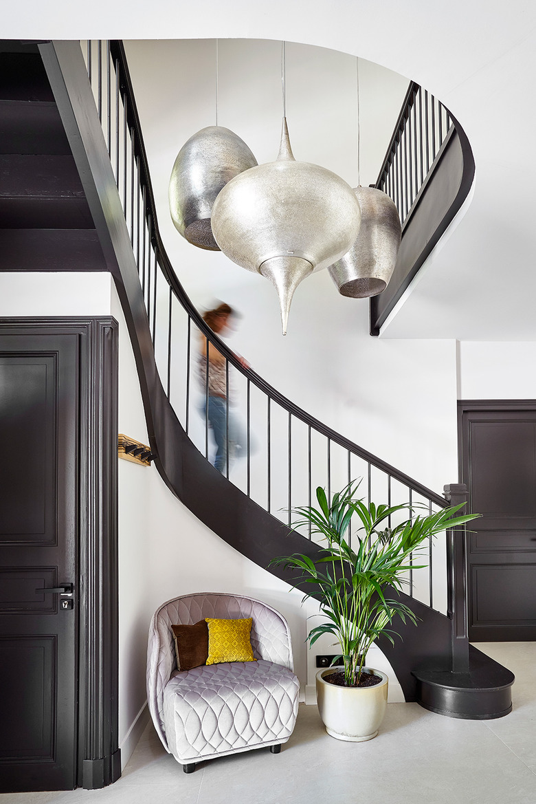 black and white hallway