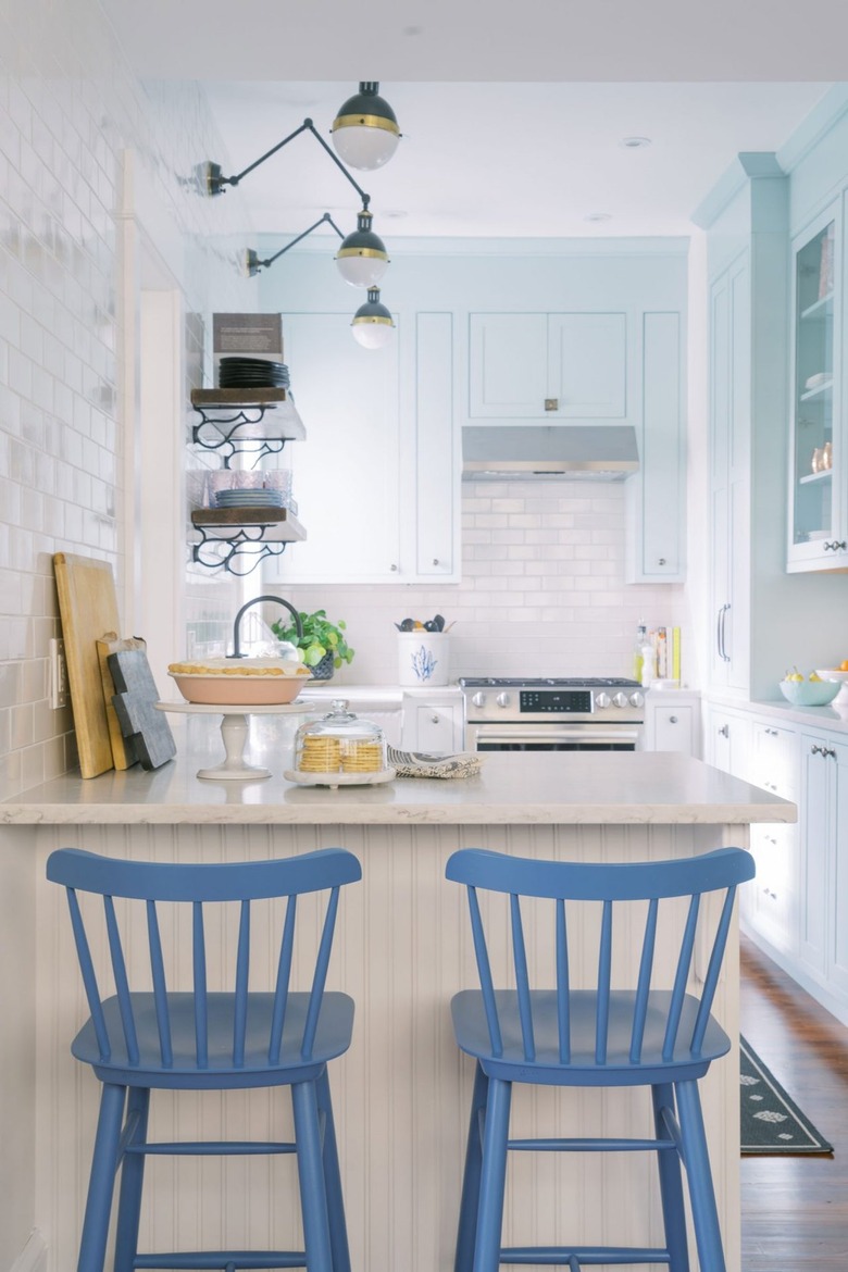 light blue cottage-style kitchen