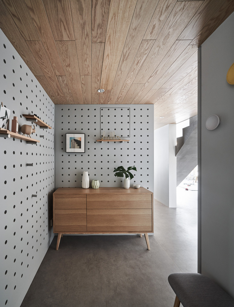 pegboard in hallway