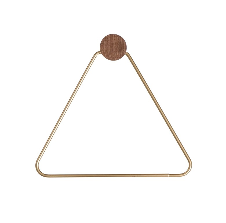 brass and wood geometric toilet paper holder