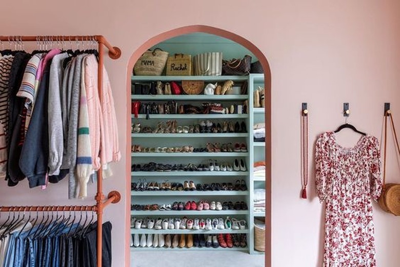 pink dressing room with darker pink archway Tone On Tone Paint Ideas