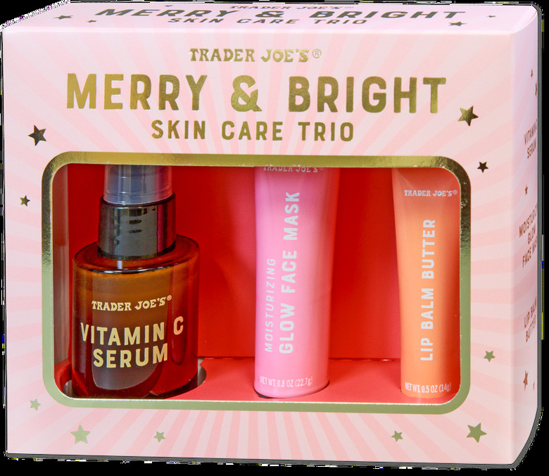 pink box with three bottles and text that reads 