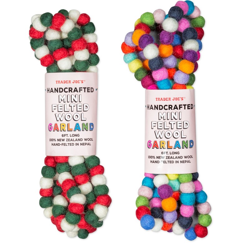 red-green and rainbow felt ball garlands