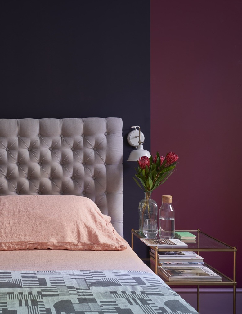 red and burgundy traditional bedroom color schemes with pink skeets