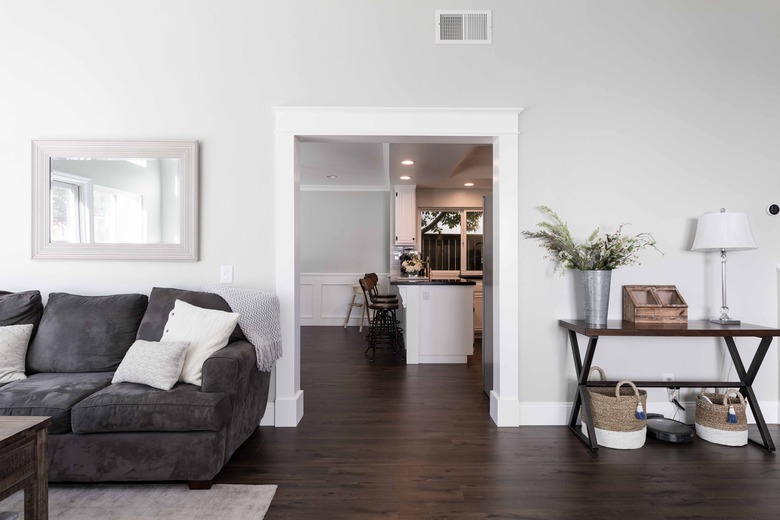 Great room with view of kitchen