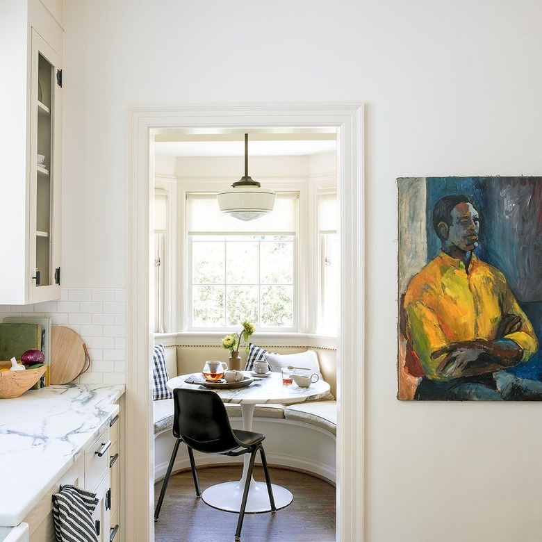 traditional kitchen lighting in dining nook