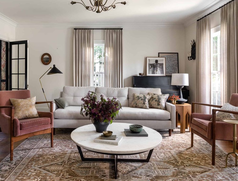 traditional living room with earthy color palette