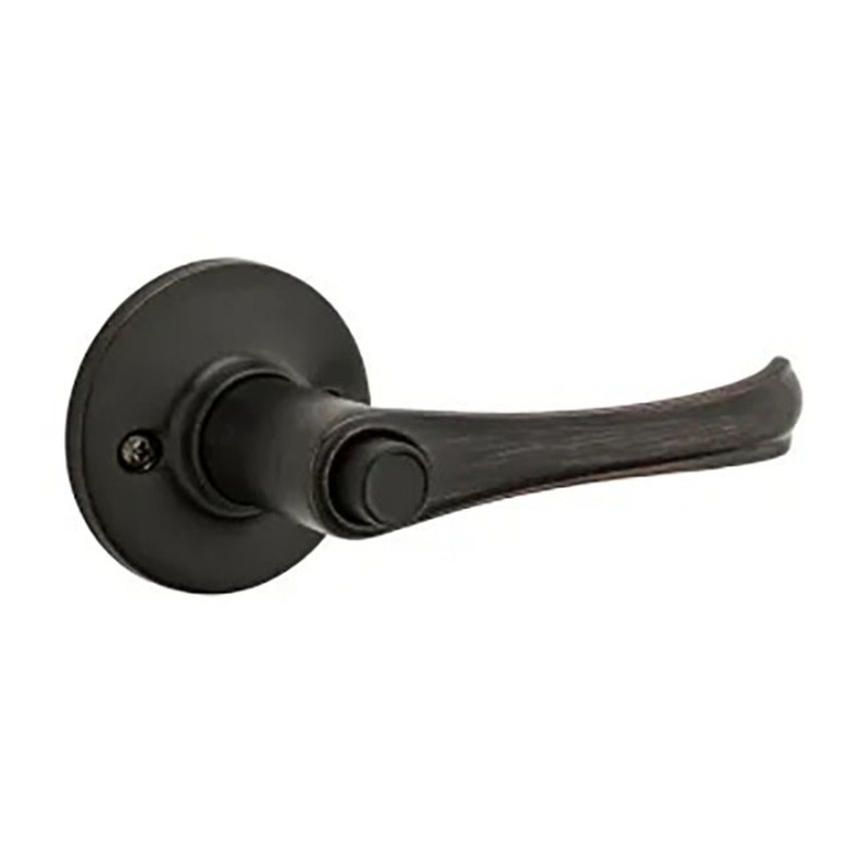 A black push-button bathroom lock