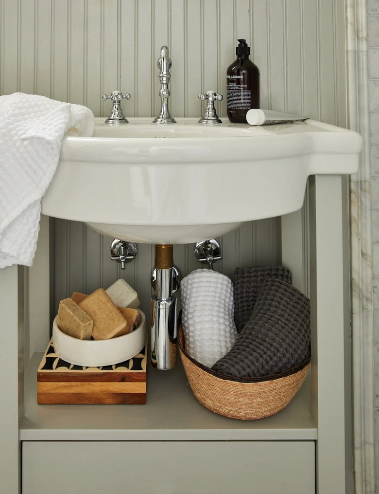 open under bathroom sink storage