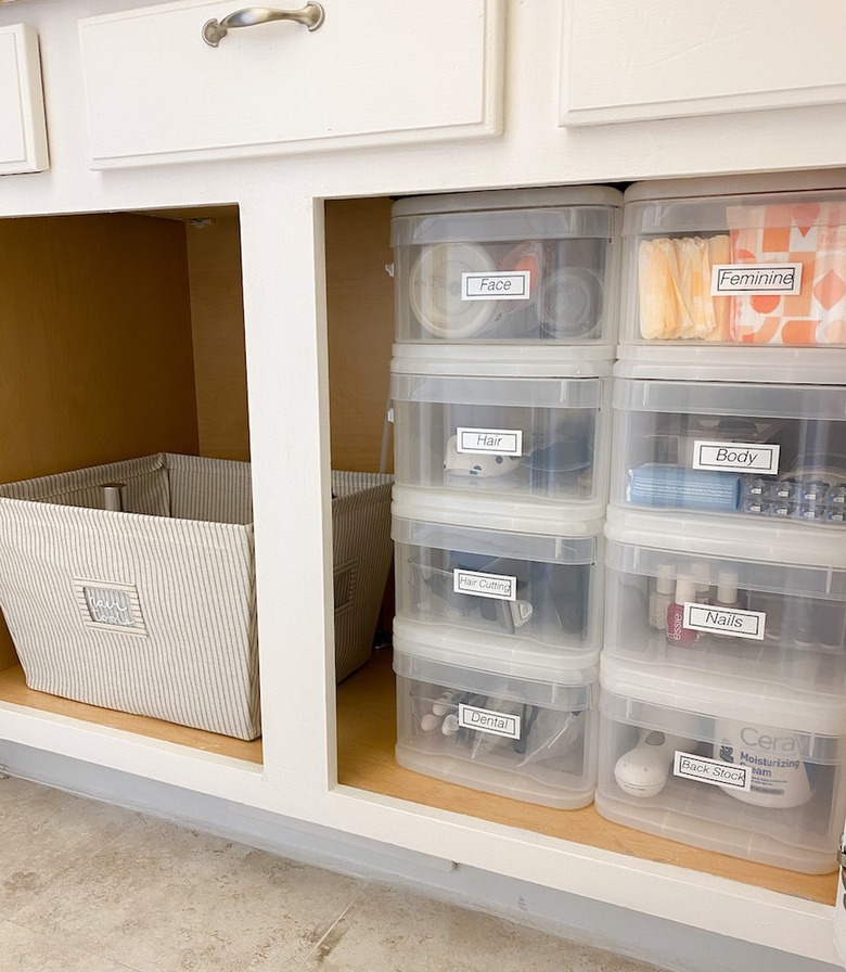 clear plastic bins for under sink bathroom storage