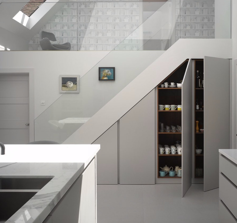 under the stairs idea with modern kitchen cupboard