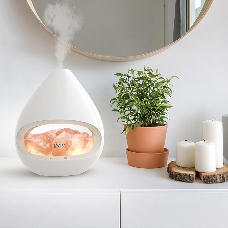 PureGlow Crystal Himalayan Salt Rock Lamp & Ultrasonic Oil Diffuser