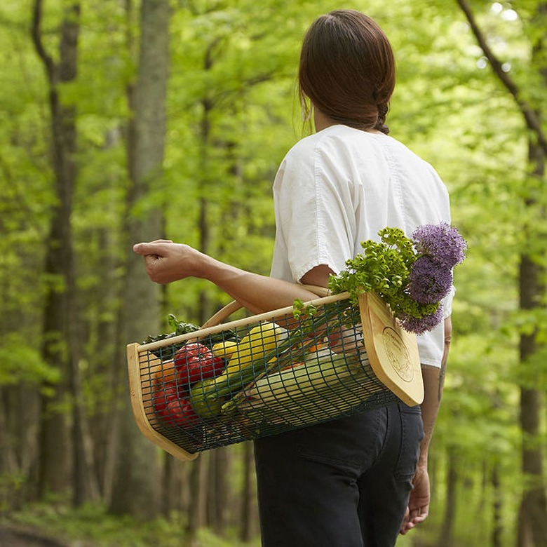 woman with garden basket on her arm