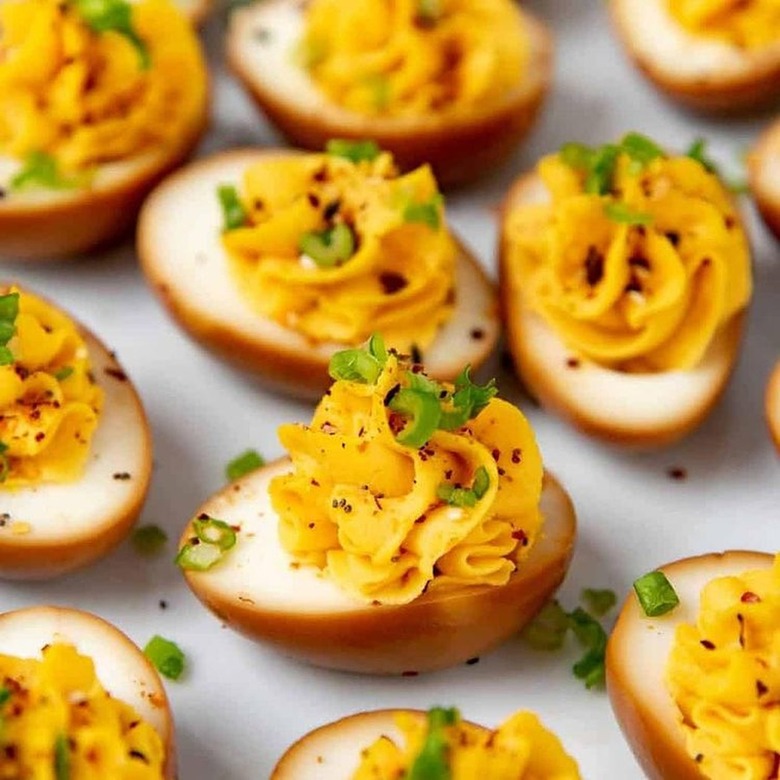 The Flavor Blender Miso Ramen Deviled Eggs