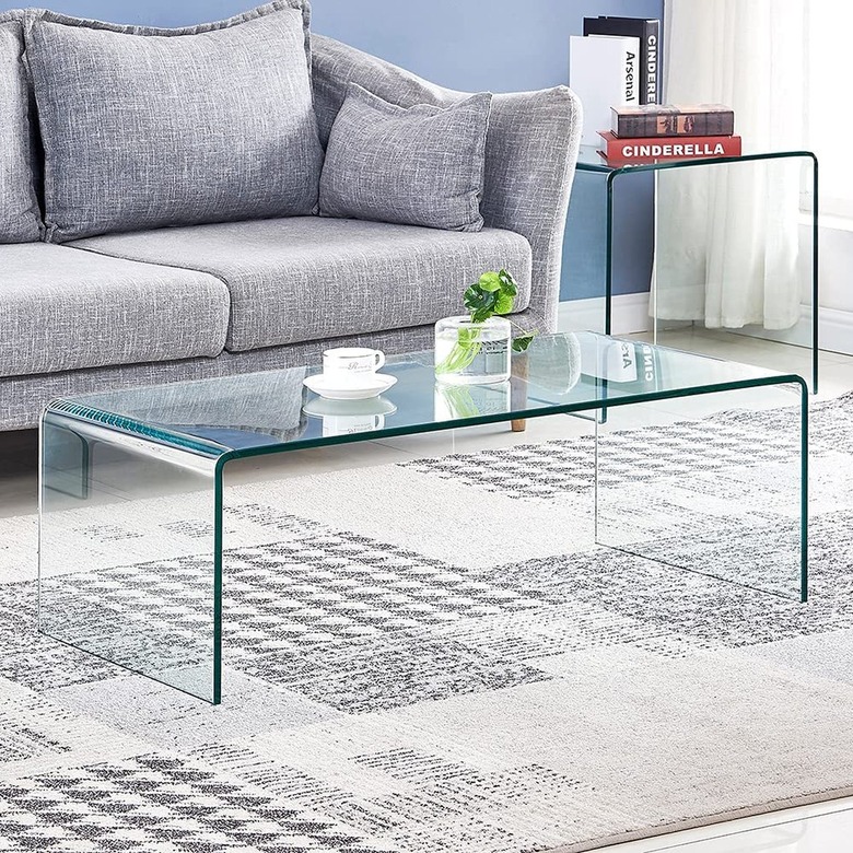 glass curved coffee table