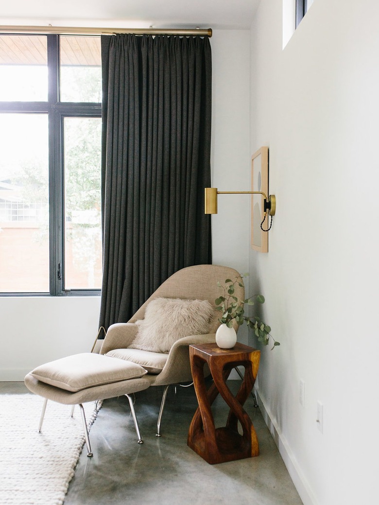 midcentury chair in vintage bedroom