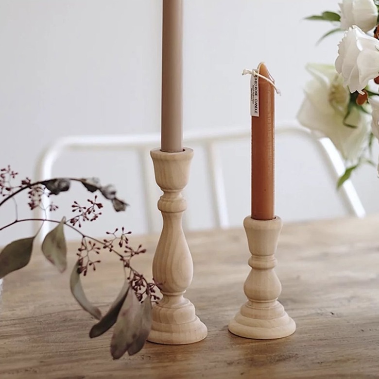 wooden taper candlesticks