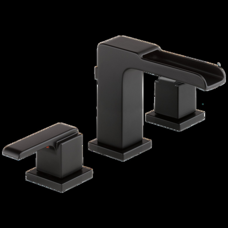 Delta Ara Two Handle Widespread Channel Bathroom Faucet in Matte Black