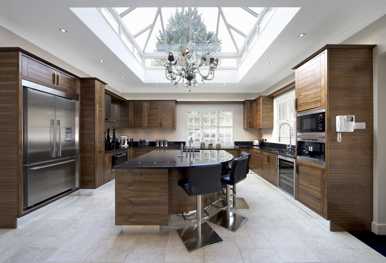 walnut lined kitchen