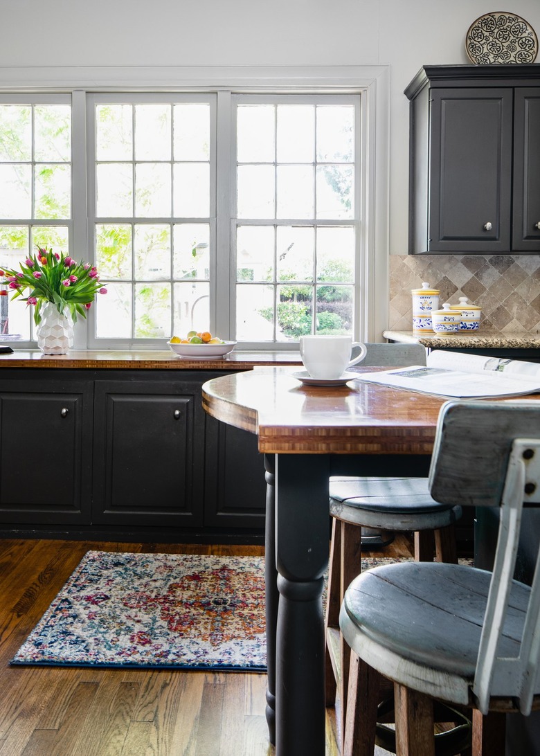 Modern craftsman kitchen with black cabinets