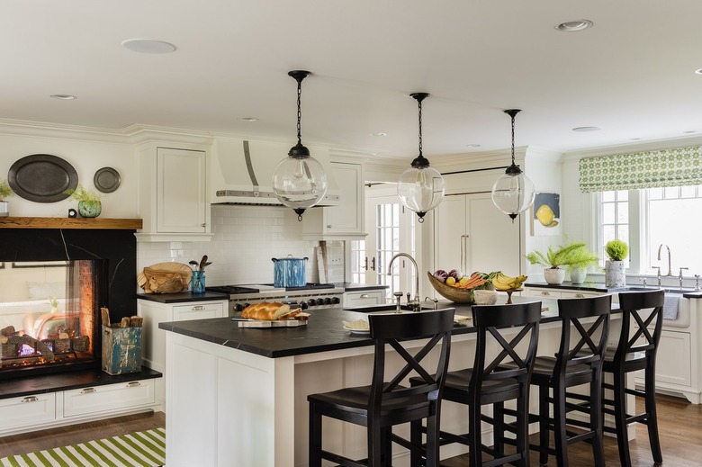 Craftsman kitchen with fireplace