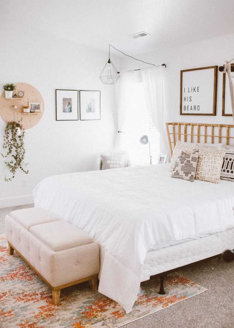 modern chic bedroom with bohemian flair