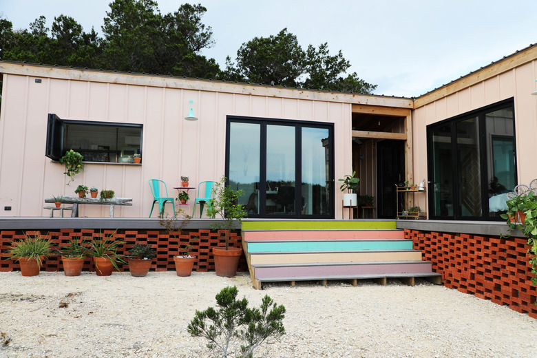 rainbow stairs tiny home