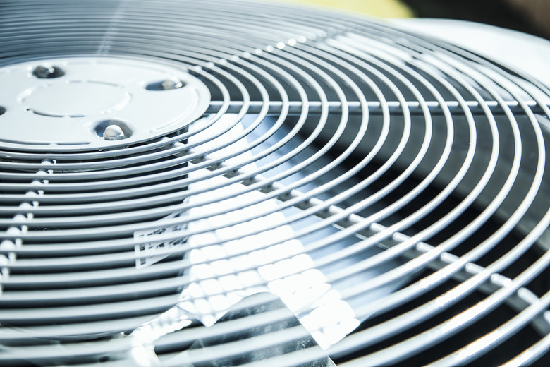 Home air conditioning unit top view closeup.