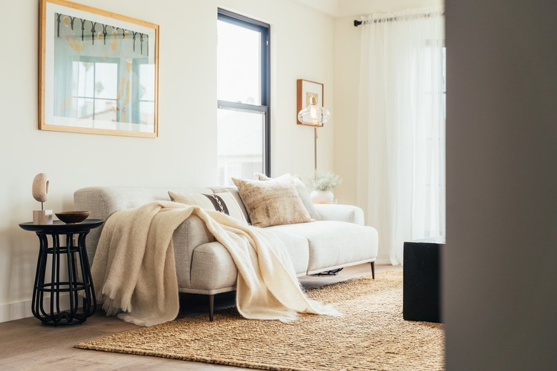 ivory living room with beige and tan accents