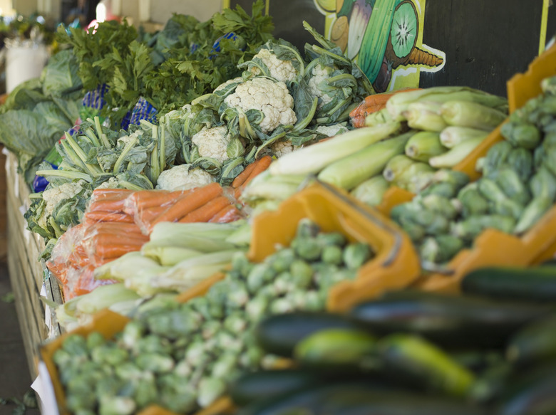 Vegetables arranged at produce stand