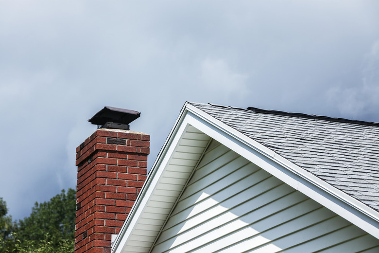 Residential House Rooftop and Red Brick Chimney