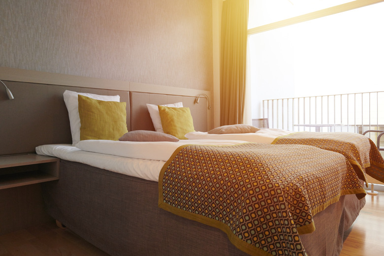 Beds and pillow in hotel room