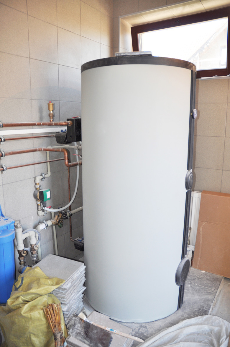 Hot water heating boiler installation.