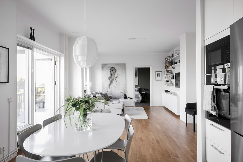 scandinavian apartment alvhem monochrome color scheme open floor plan