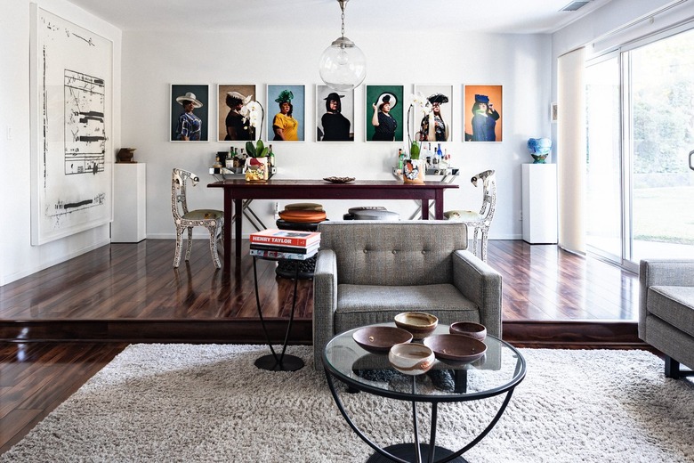 contemporary dining room with artwork on wall