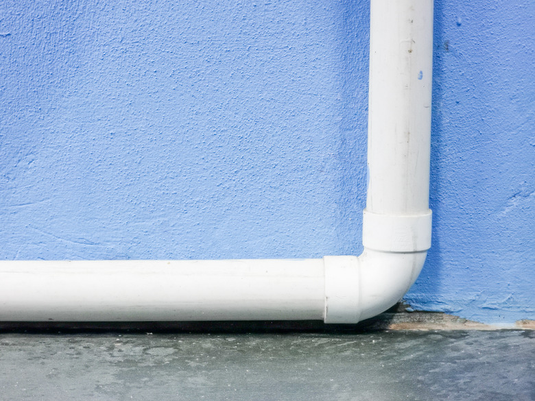 Close up image of sink pvc pipe drainage waste.