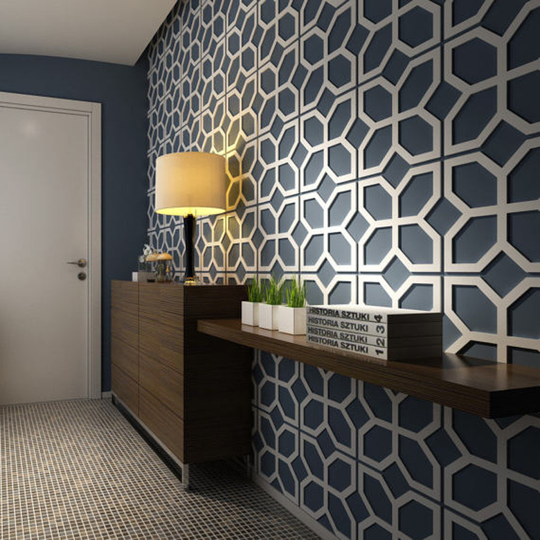 modern room white 3-D geometric wall panels stick-on overlay wainscoting effect Etsy