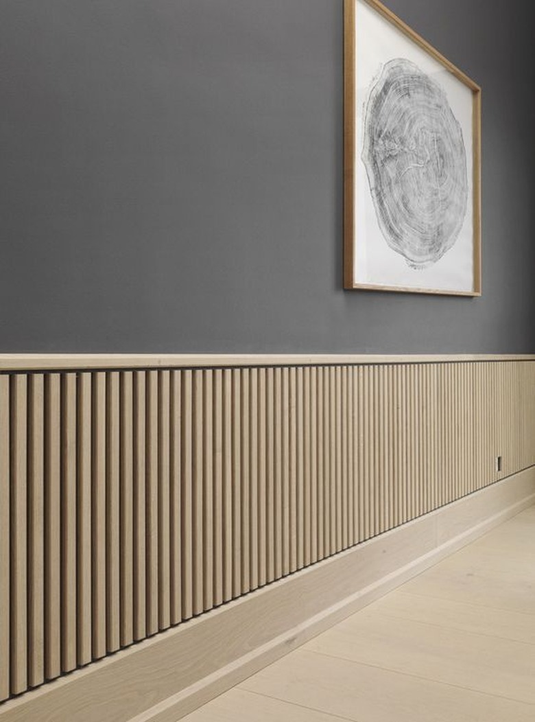 light finish wood board and batten wainscoting minimalist Scandinavian room