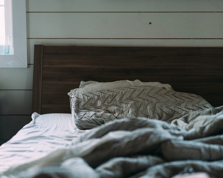 Rustic queen bed headboard.