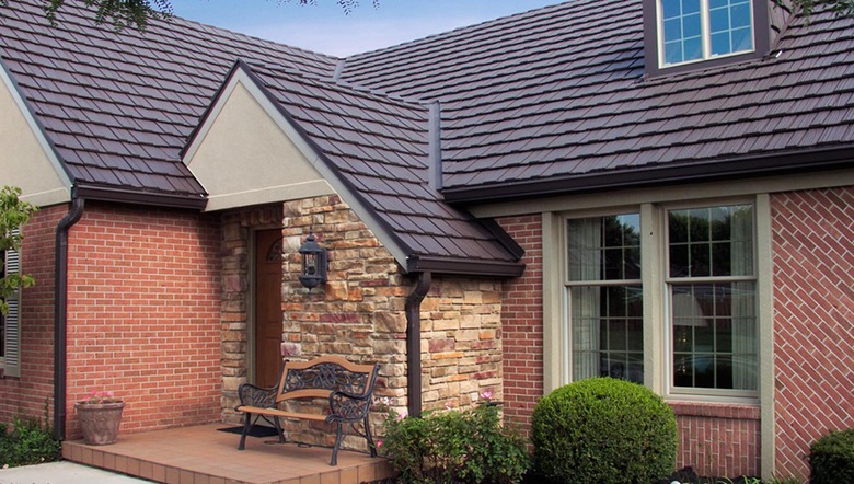 House with metal shingles.