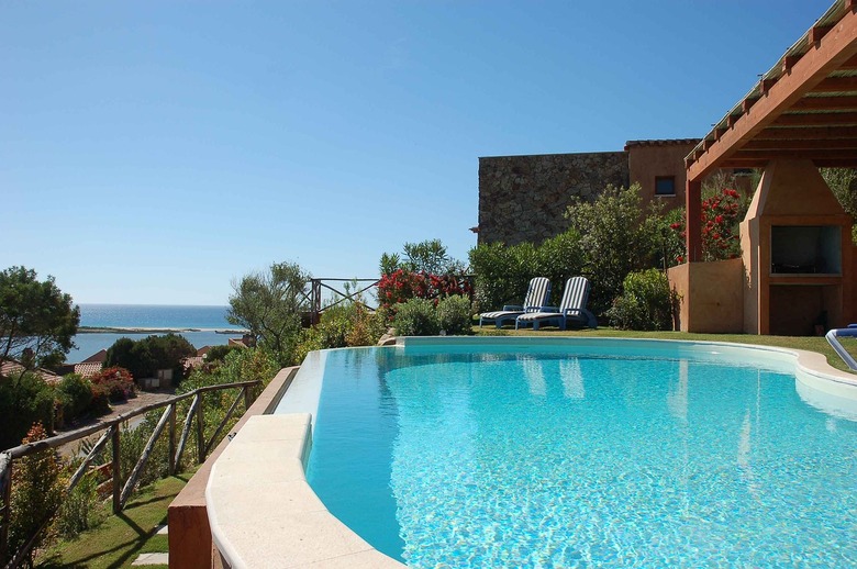 Clear saltwater pool in the summer sun.