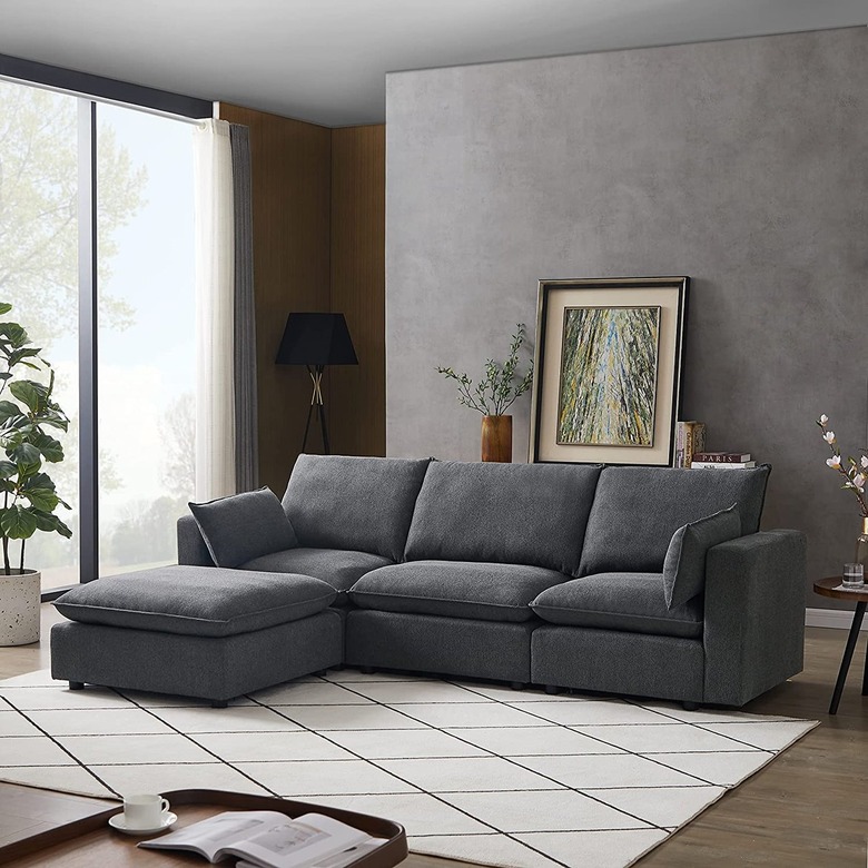 gray l-shaped sofa