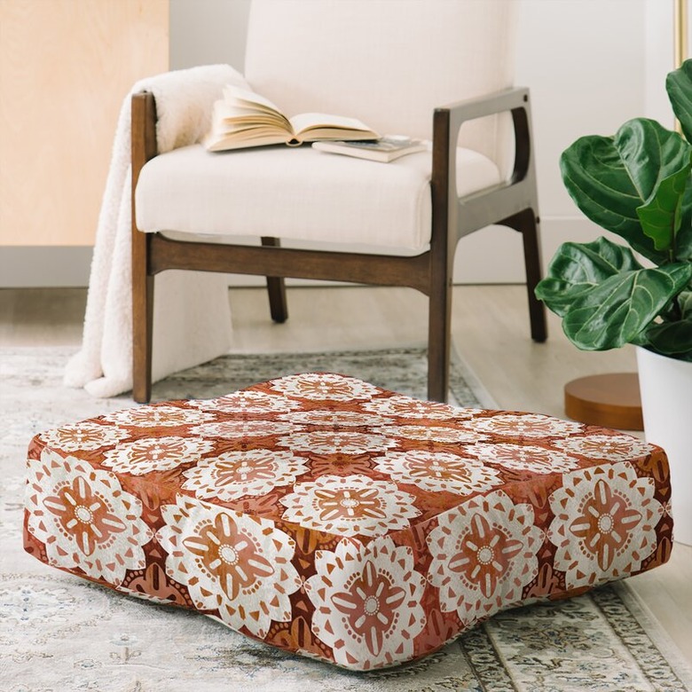 desert modern floor cushion with medallion print