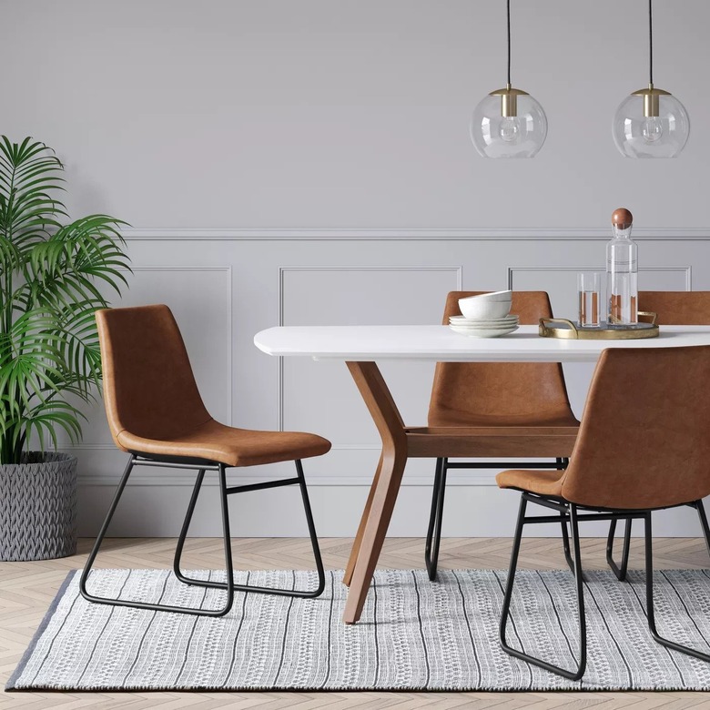 leather and metal dining chairs