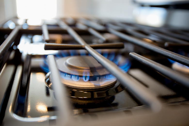 Natural Gas Blue Flame on a Domestic Cooking Range Stove